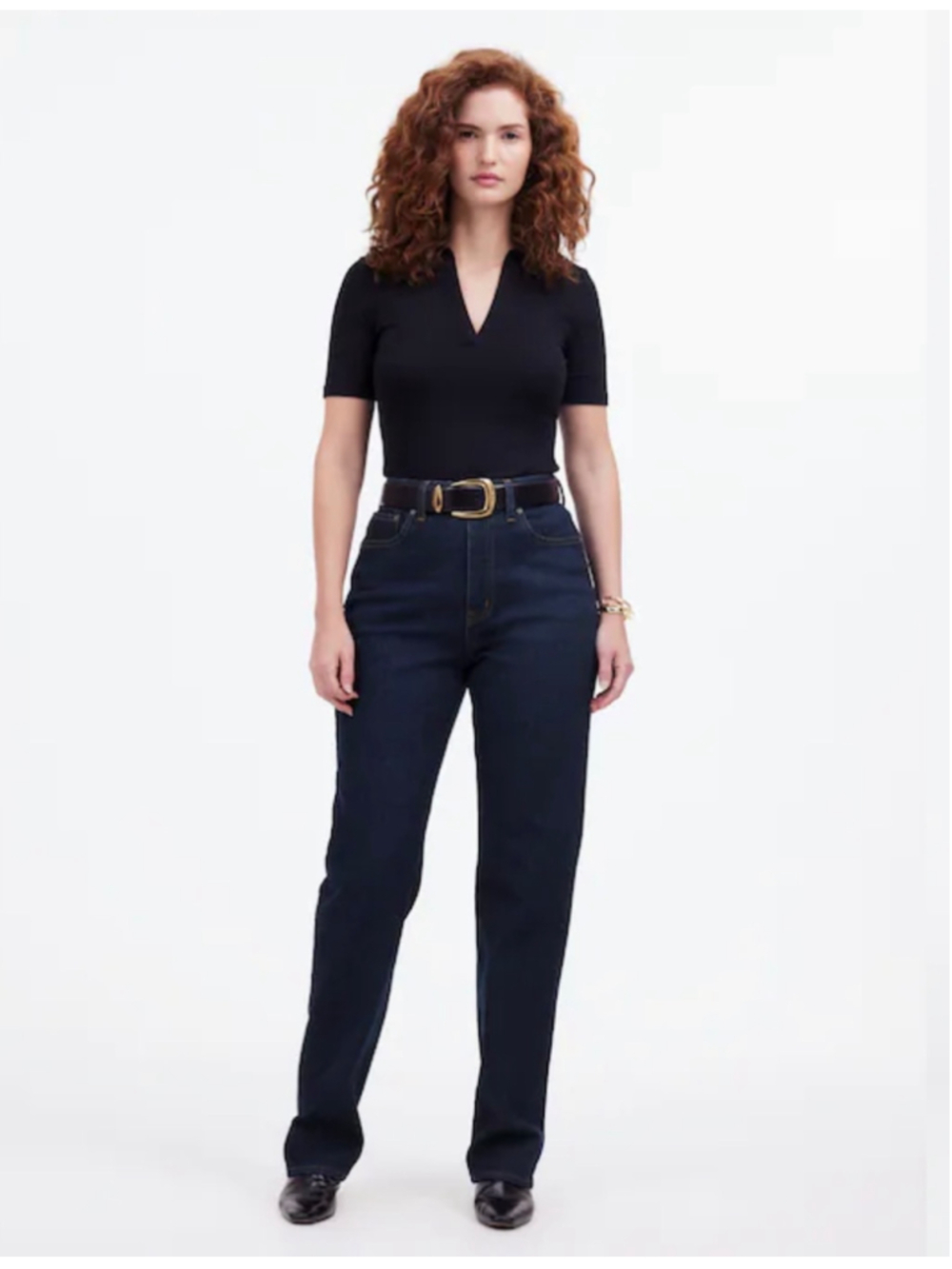 Women's Madewell The Curvy 90s Straight Leg Jeans in Dark Blue Size 31